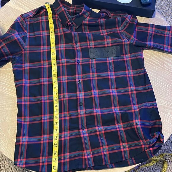 Givenchy Black & Red Tartan Cotton Pocket Shirt, 42US 17 Preowned - Picture 10 of 11